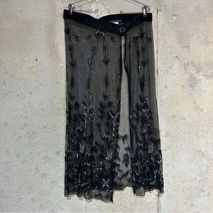 Y2k Marisa k black mesh sequin floral skirt overlay large